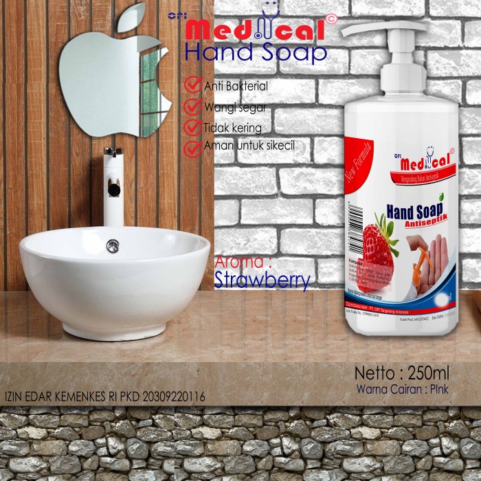 Sabun cuci tangan atau Hand soap 250 ml Medical wangi lemon anti kuman New Formula OPI sudah ada izin edar resmi by Oke sabun suplayer