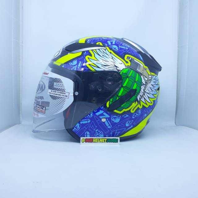 HELM HALFFACE NHK R1 DOUBLE VISOR SPESIAL EDITION KAREL ABRAHAM#2 YELLOW FLOURESCENT/LIMITED EDITION