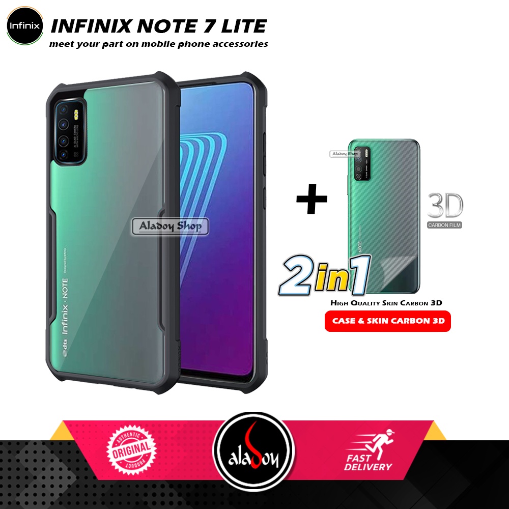 Case INFINIX NOTE 7 LITE Armor Fusion Transparent Casing Free Skin Carbon 3D