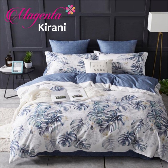 Sprei Katun Lokal Cvc Emma Montsera Hijau Kombinasi