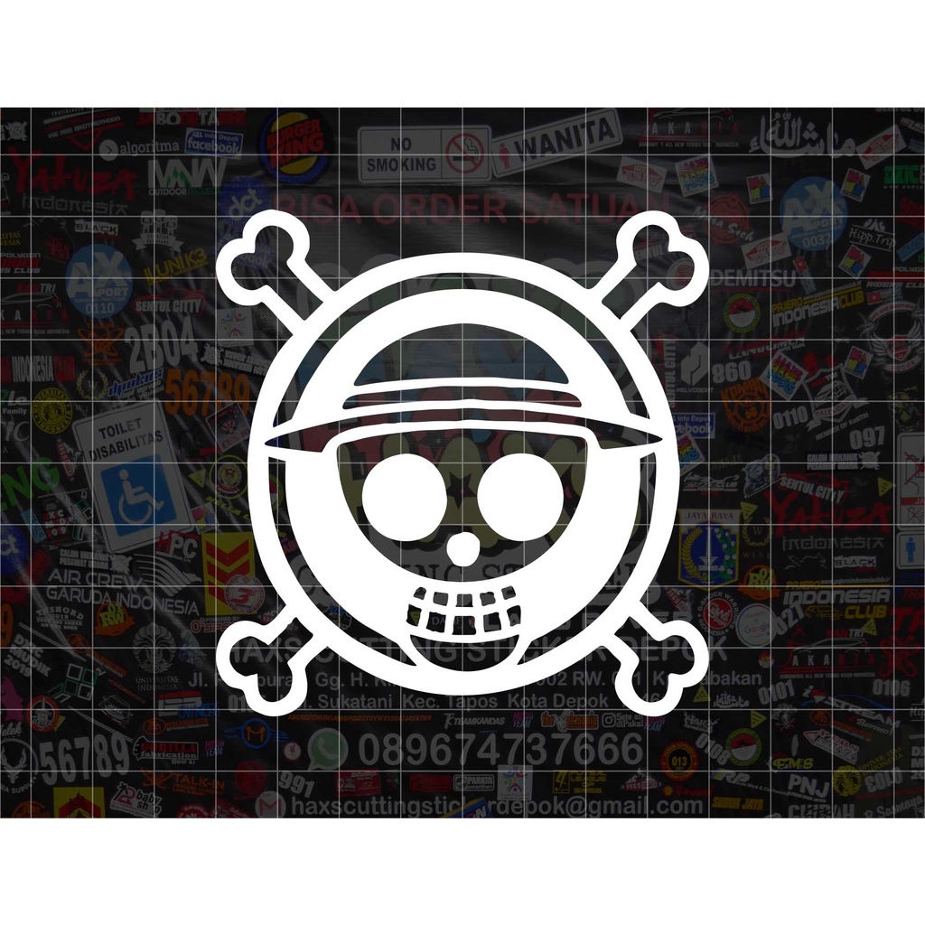 Cutting Sticker  One Piece Logo Anime Kartun Jepang Ukuran 8 Cm Untuk Mobil dan Motor