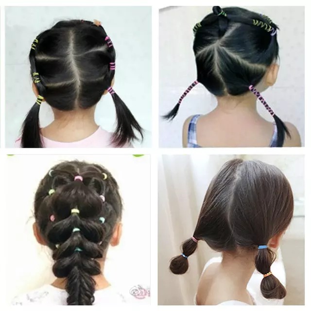 ♥SKY♥ Ikat Rambut Korea  28/100/1000Pcs Bag Elastis Warna Polos Gaya Korea-3