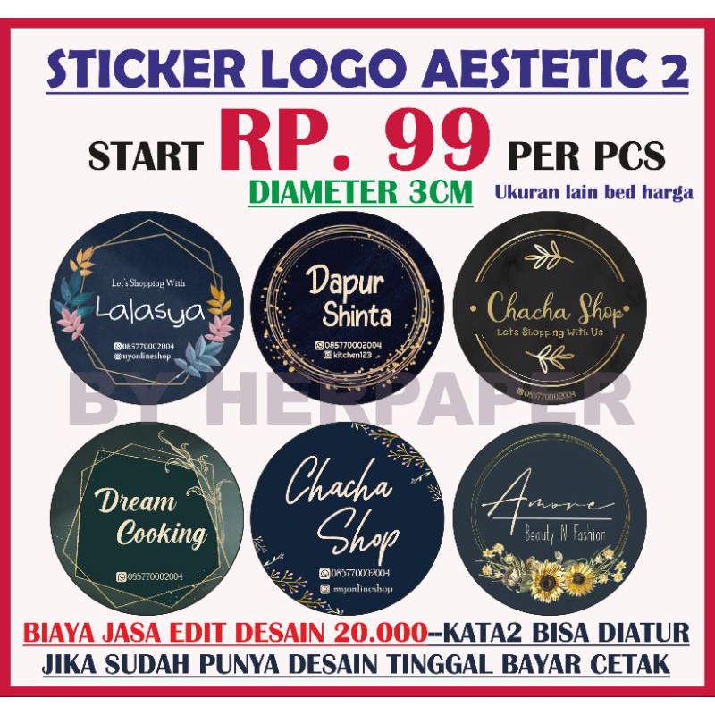 (TERMURAH Rp.99 MINIlM 200) PO STIKER AESTETIC kekinian .logo produk/OLSHOP. MAKANAN LOGO KEKINIAN-3