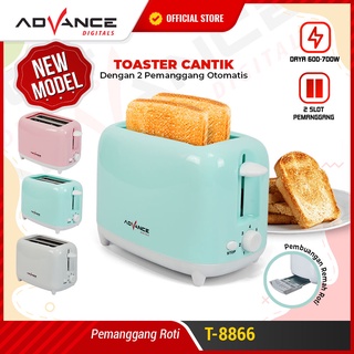 READY STOCK Advance Pemanggang Roti Listrik Toaster Sandwich Otomatis Pop-up T8866 | PUTIH DAN PINK