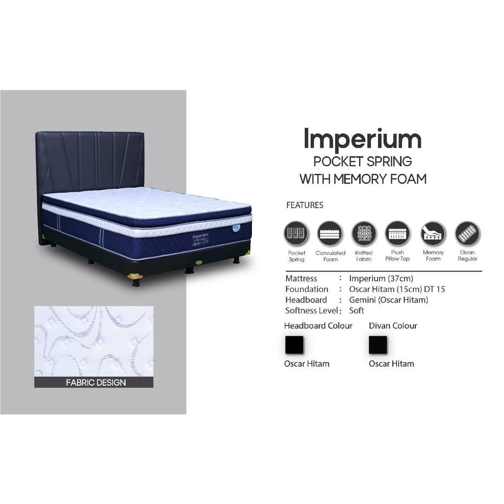 CENTRAL IMPERIUM Double Plushtop Pocket Springs Kasur Springbed