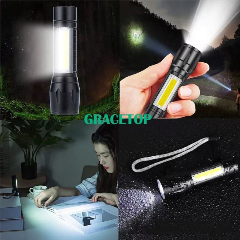 Senter Swat Mini Flashlight Zoom DS-587 Senter Gunung Camping + Baterai