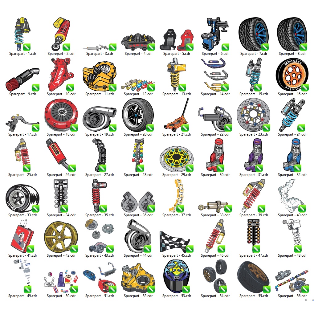 300+ Spare Part Thailook Vector Set - Coreldraw