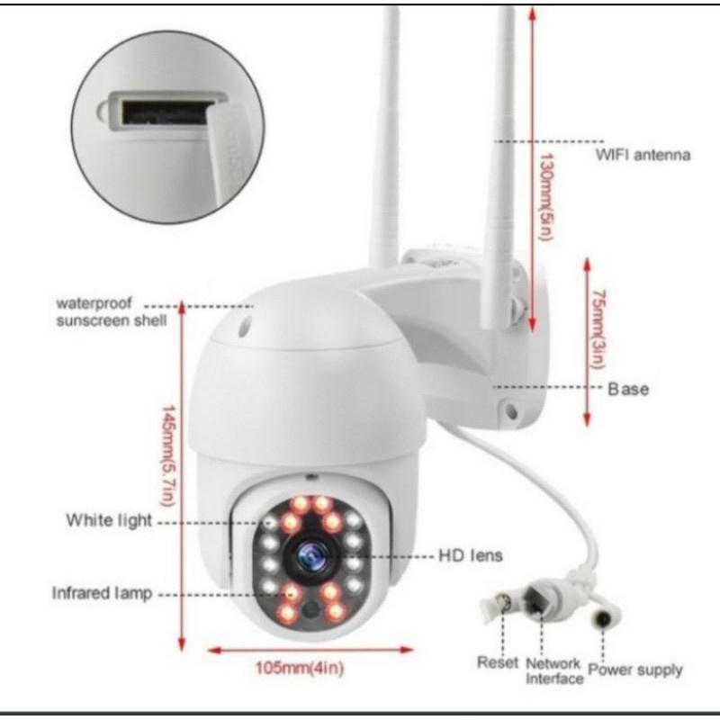 IP CCTV WIFI SPEED DOME PTZ 360 OUTDOOR FULL HD 1080P 8 MP CCTV APP YOOSEE / MALAM BISA BERWARNA