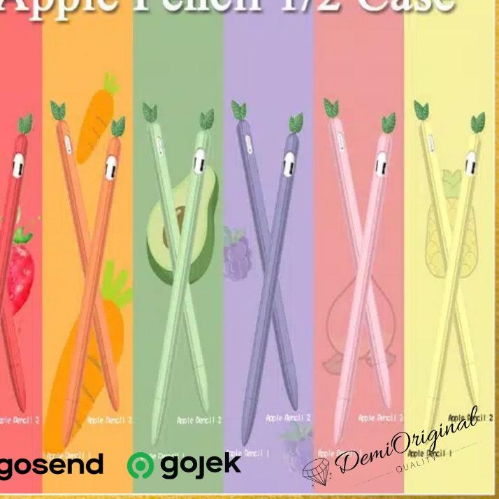 Apple Pencil Cute Carrot Silicone Case Gen 1 / 2 Full 360 Protective .