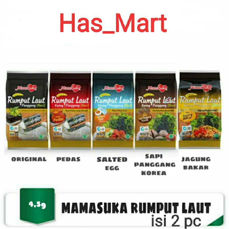 

MAMA SUKA Rumput Laut / Nori 4,5 gr isi 2 pcs