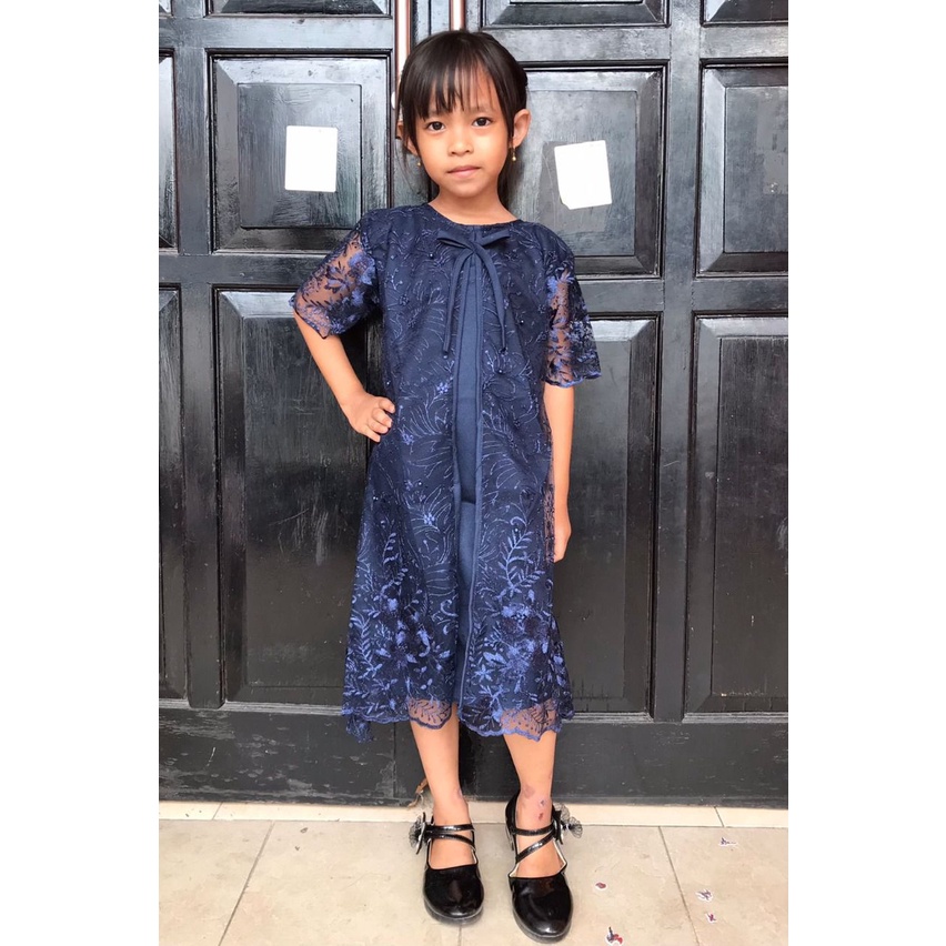 Dress Anak Daisy 6-9th Brokat Tulle Tile Bordir Glitter / Dres Pesta 6 7 8 9th