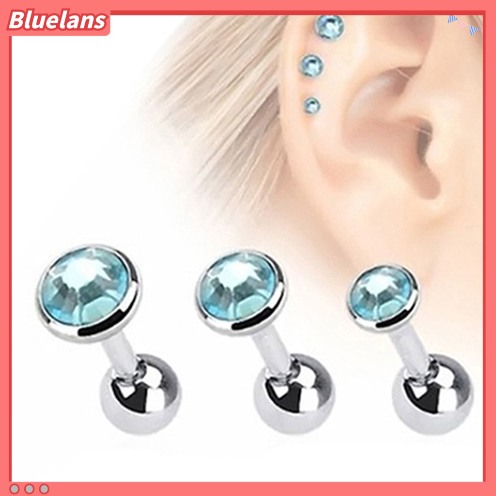 3 Buah/Lot Anting Tindik Royal Tulang Rawan: Sekrup/Tragus Lingkaran Berlian Imitasi Sederhana