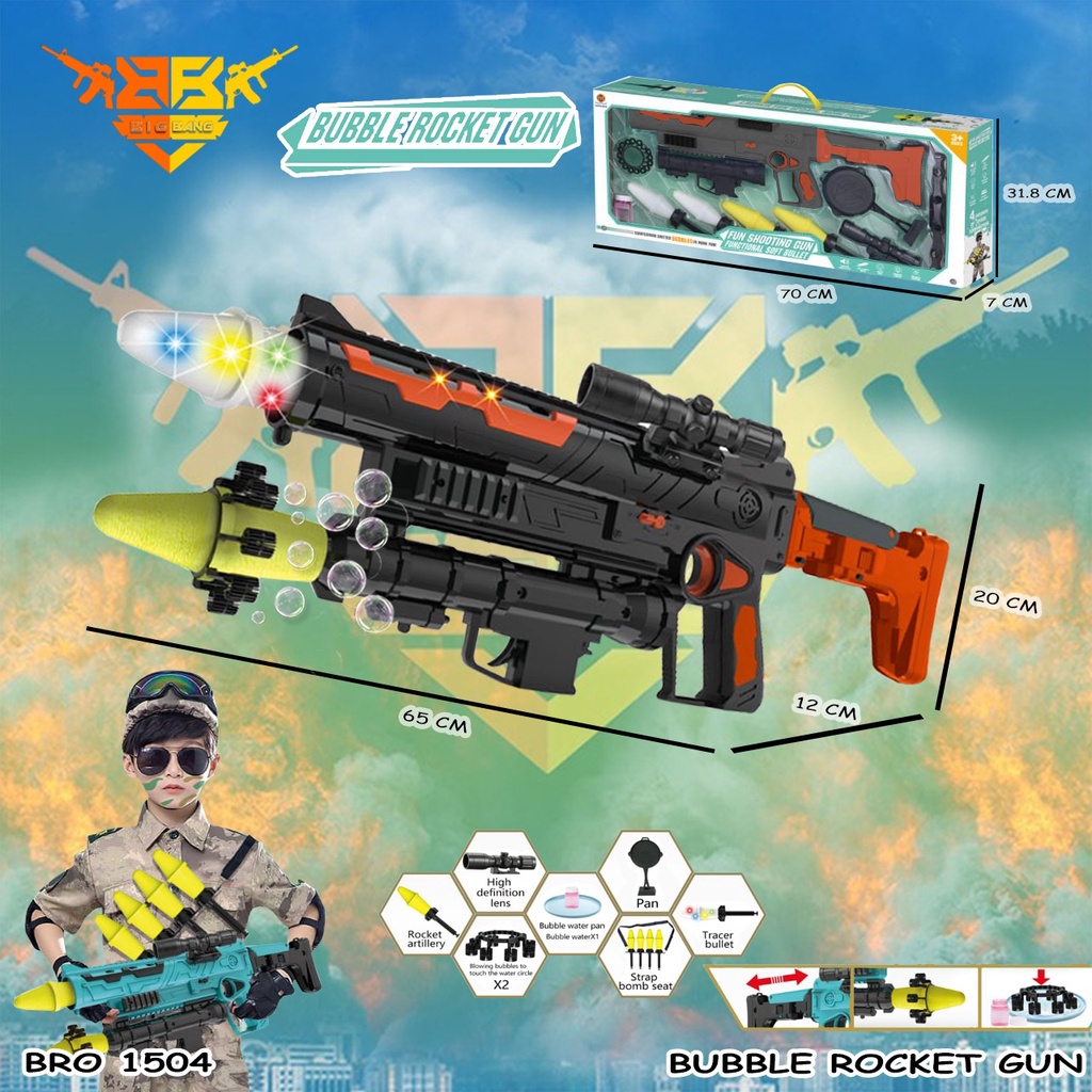 PROMO BRO1504 Bazoka Basoka Rocket Gun Pistol Pistolan Peluru Bullet Tembak Tembakan Besar Jumbo Mainan Anak