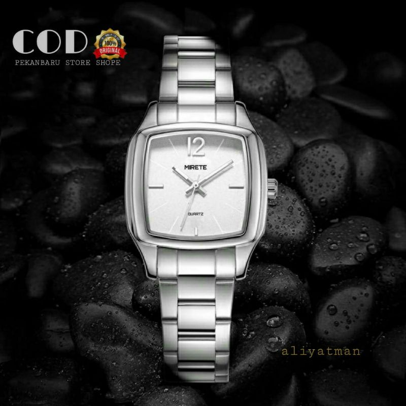 JAM FASHION LADIES MIRETE TALI RANTAI STAINLIS OVAL FREE BATRAI JAM TANGAN WANITA/CEWEK JAM TANGGAN WANITA TERLARIS TAHAN AIR