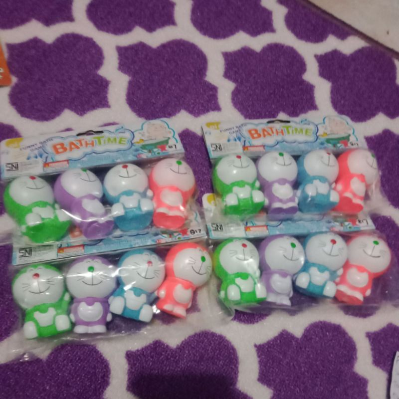 mainan bathtime doraemon set_mainan bayi_mainan karet bunyi