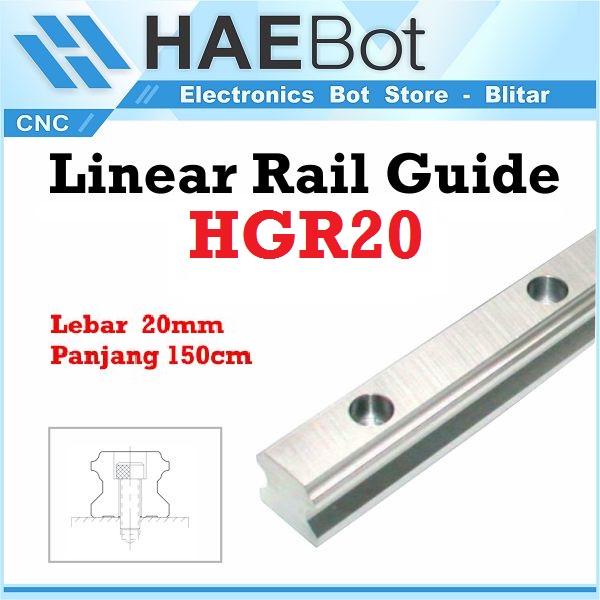 [HAEBOT] Linear Rail Guide HGR20 HGR 20 20mm 150cm Rel Laser CO2 CNC Router Milling Plasma HGH20 Motion Industri Full Triplek Mesin Mekanik Otomasi