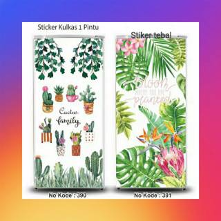  Stiker  kulkas  1 pintu dan 2 pintu motif monstera  02 