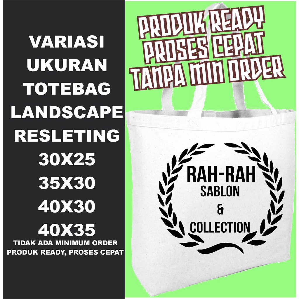 Tas Totebag Blacu Landscape RESLETING Grade A - Polos dan Sablon