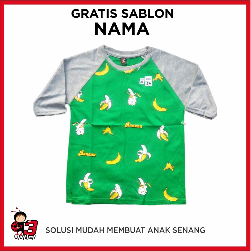 Baju Raglan anak banana. Kaos raglan anak banana custon nama