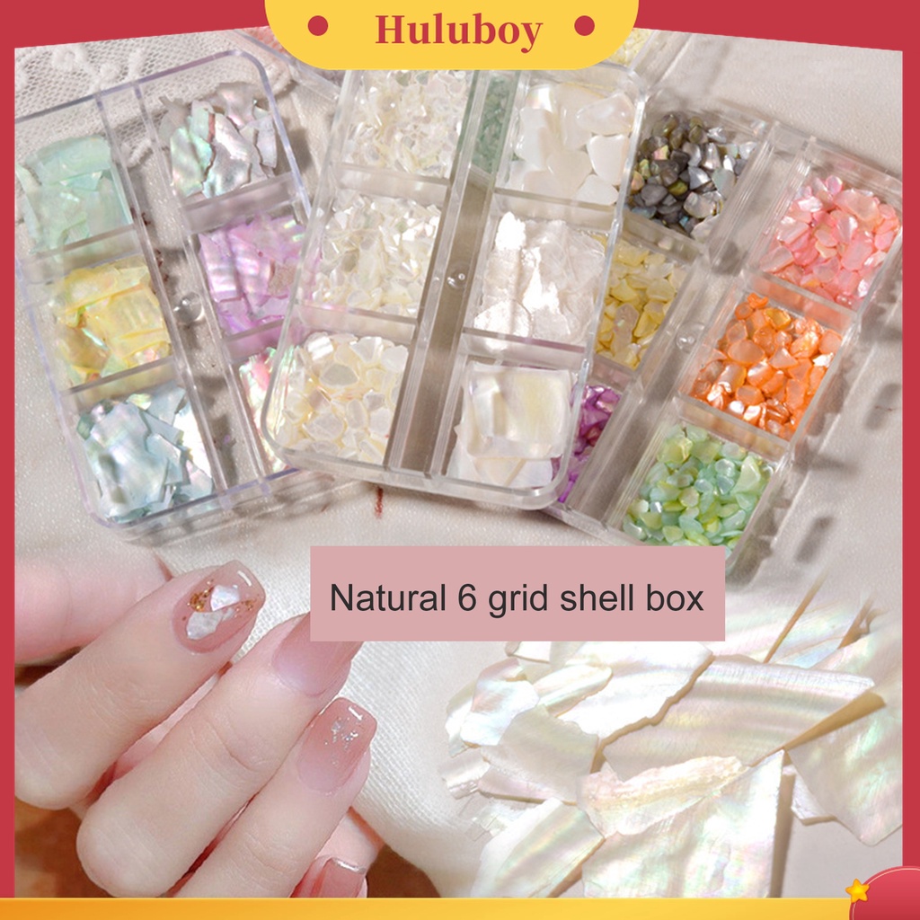 Huluboy Huluboy♡ 1 Kotak Payet Abalone 3D Warna-Warni Untuk Dekorasi Nail Art