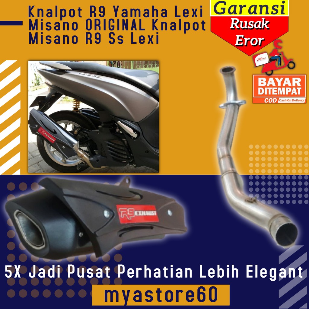 Knalpot Kenalpot Racing R9 Resing Recing Misano Original Sparepart Variasi Motor Yamaha Lexi