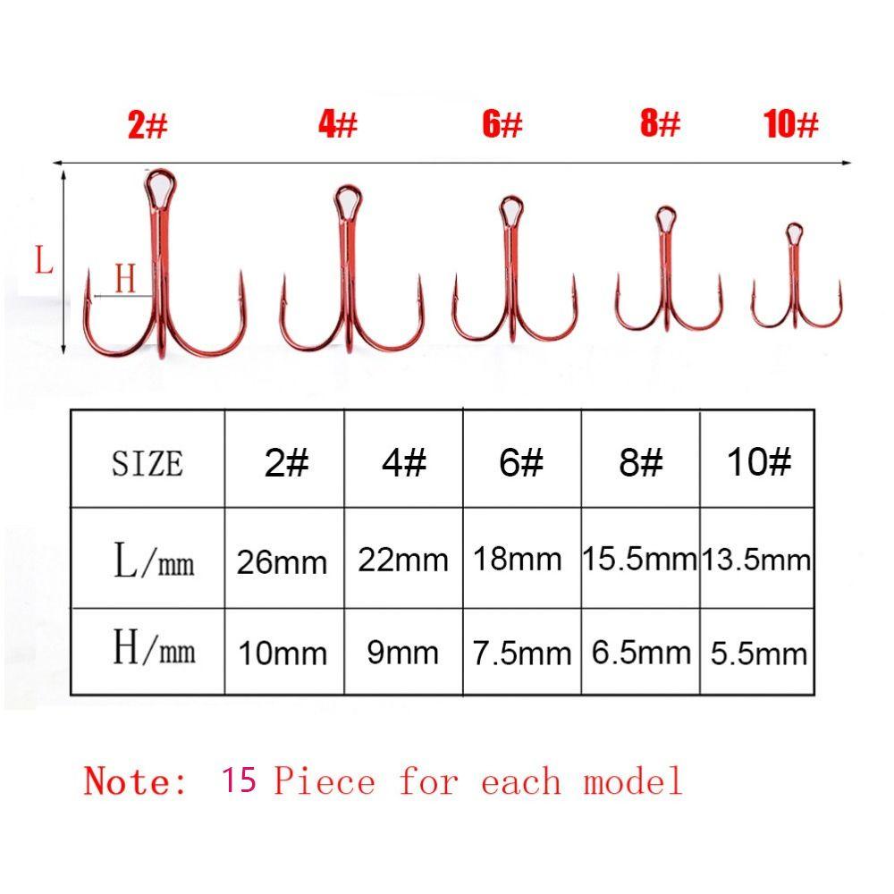 Nanas 15Pcs/kotak Treble Hook Anti Karat Air Asin Lure Aksesoris Memancing Air Asin Triple Anchor Hooks