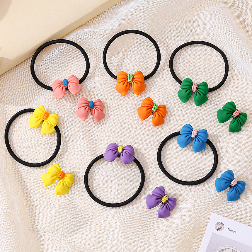 IFYOU Fashion Korean Candy Color Bowknot Hair Tie Hair Clip Set Sweet Colorful Elastic Rubber Band Hair Accessories