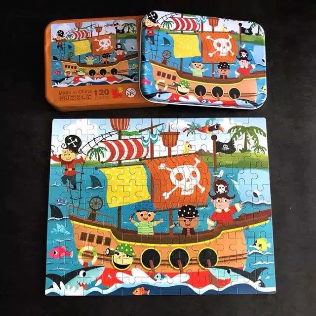 Mainan Edukasi Jigsaw Puzzle Tin Box 120pcs