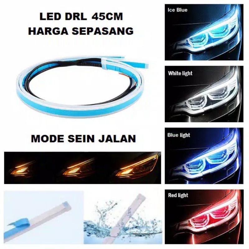 Lampu LED DRL Alis 30CM Tempel Flexible 30 CM Mobil Motor Sein Running Welcome Alis running slim