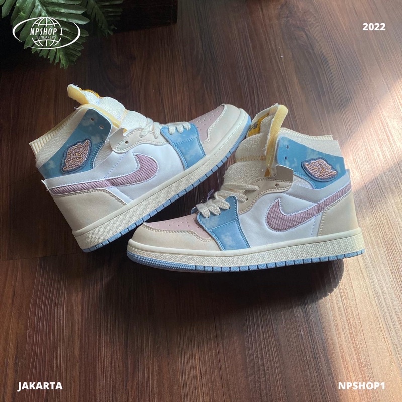 [100% Poto Asli ] Nike Jordan 1 Retro Mid Celestine Pink Purple