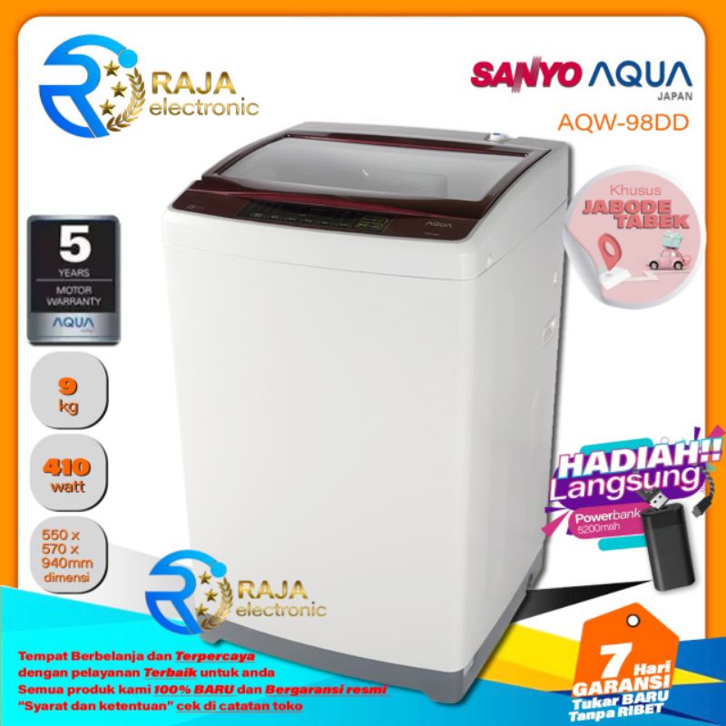 Mesin Cuci AQUA JAPAN AQW-98DD 1 Tabung Top Loading Full Otomasi bergaransi resmi AQUA