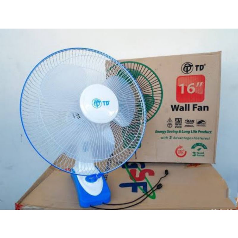 Kipas Angin TD 16 inchi Wall Fan TD 3 Kecepatan Tembok Duo Desk SNI Dinding Meja