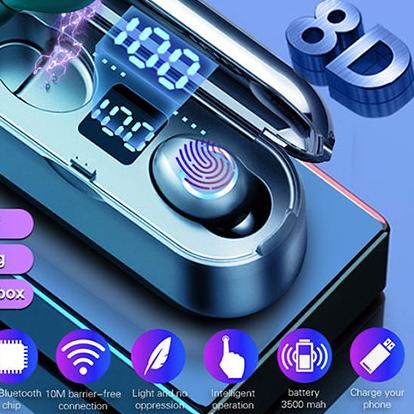() F9-8 Headset Bluetooth 2200mah Power Bank TWS with Mic 9D Bass Stereo Handset Water Proof Earbud 