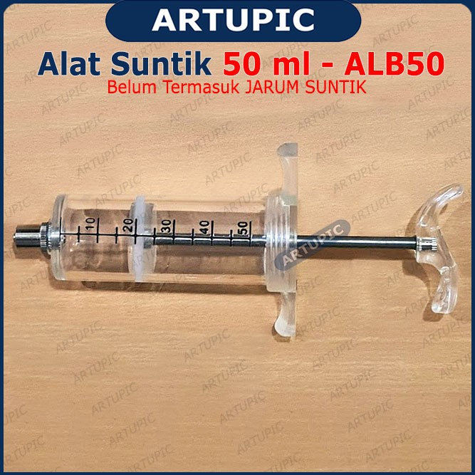 Alat Suntik 50 ml ALB50 Spuit Mika TPX Plastic Steel Syringe Hewan Besar Semi Auto Sapi Babi Kambing