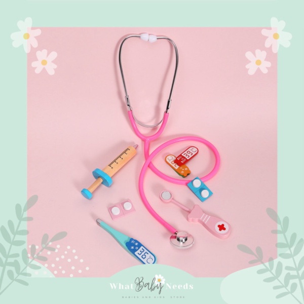 

Wooden Medical Doctor Set Mainan Edukasi Kayu dokter dokteran Anak - Pink Murah