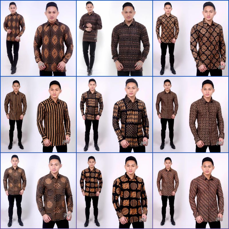 ATASAN KEMEJA BATIK PRIA LURIK HITAM COKELAT