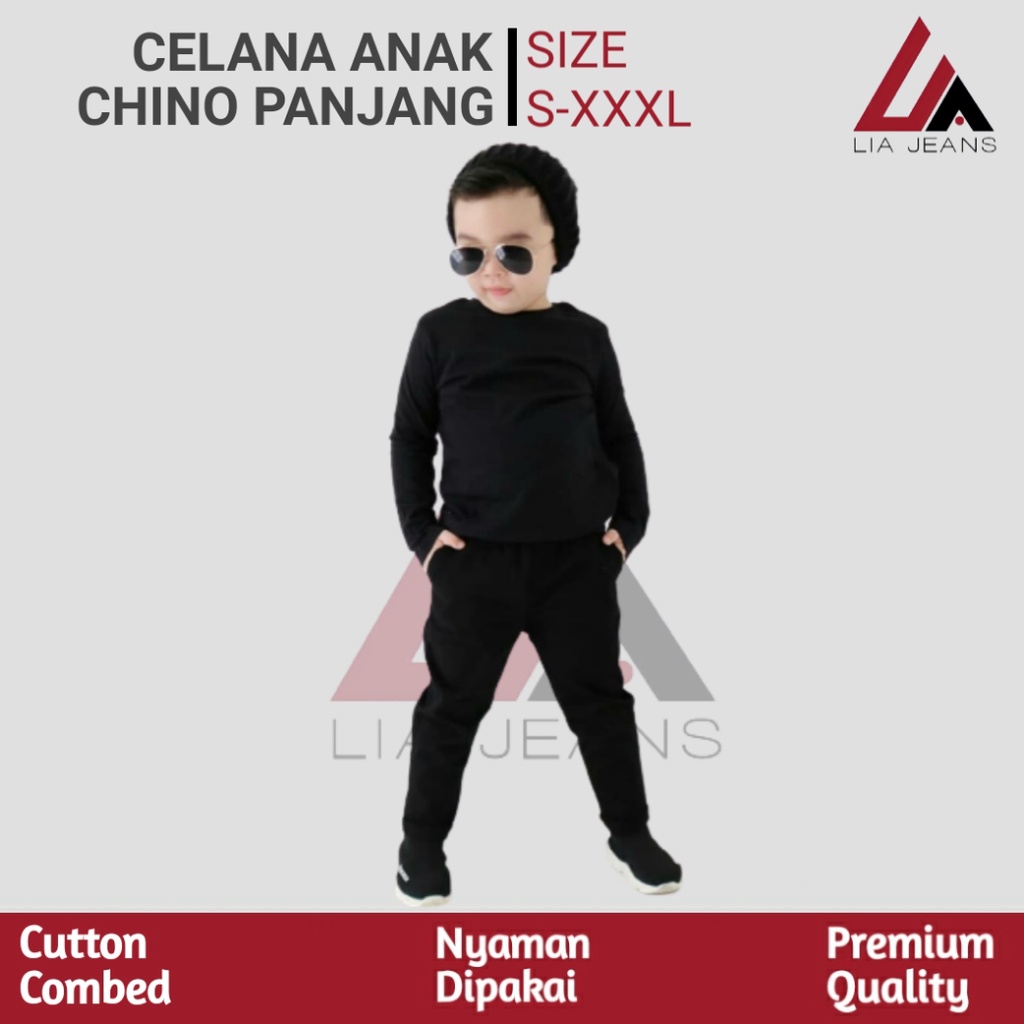 Celana anak laki laki perempuan usia 1-10 tahun celana chino panjang celana anak cowok celana bayi celana remaja celana hitam anak jumbo celana anak pinggang karet melar