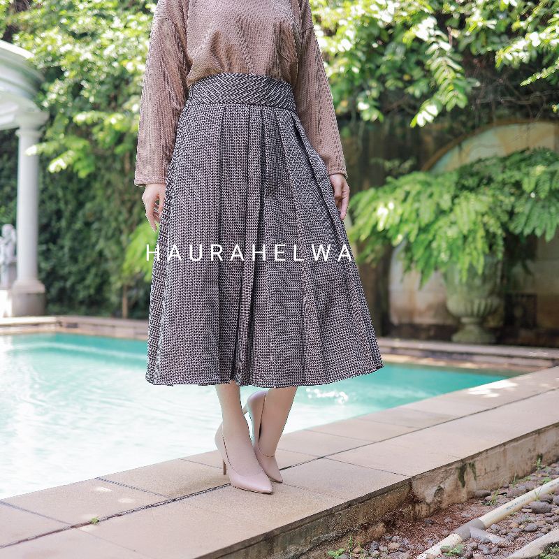 ROK MIDI 7/8 MOTIF HOUNDSTOOTH HAURAHELWA