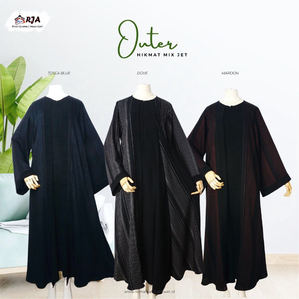 ABAYA TURKI MODERN, ABAYA HIKMAT, ABAYA OUTER, GAMIS OUTER (ABAYA HIKMAT OUTER)