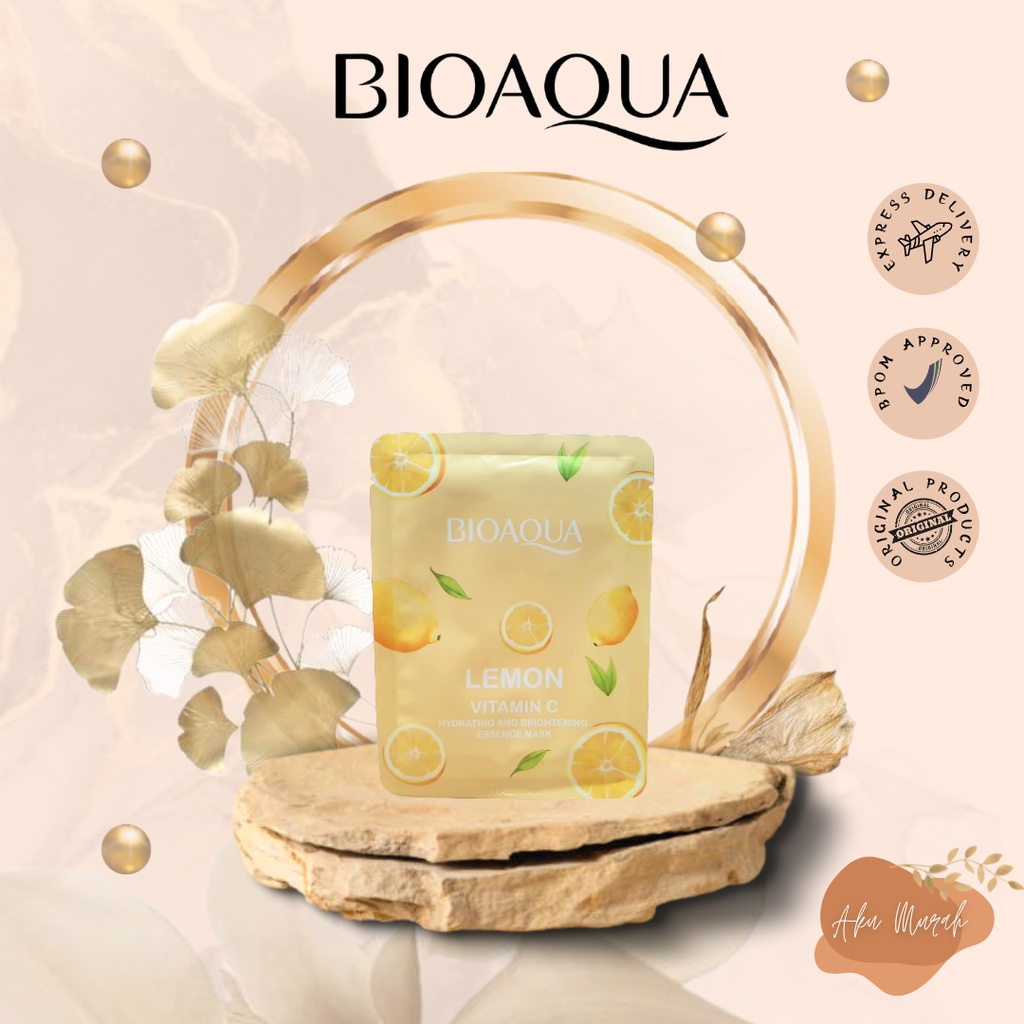 ✨ AKU MURAH ✨Bioaqua Lemon Vitamin C Hydrating And Brightening Essence Maskk 25gr / Masker Wajah SACHET