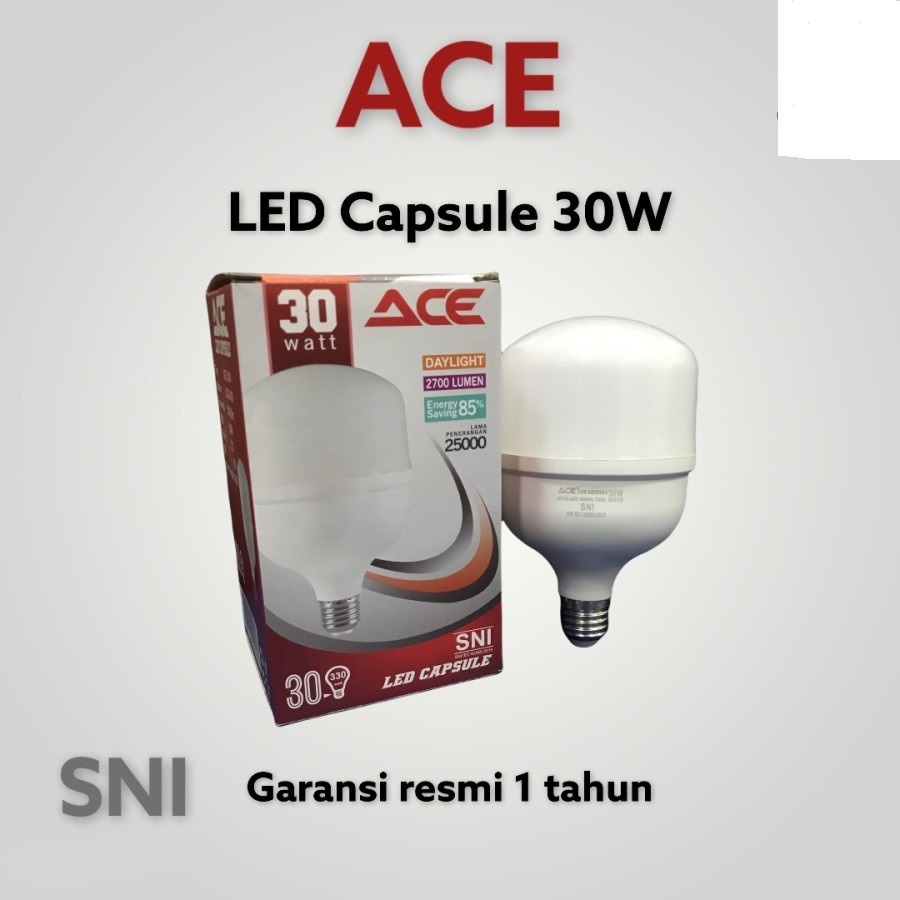 LAMPU LED CAPSULE JUMBO ACE GARANSI 30 WATT 30W LED KAPSUL PUTIH TERANG