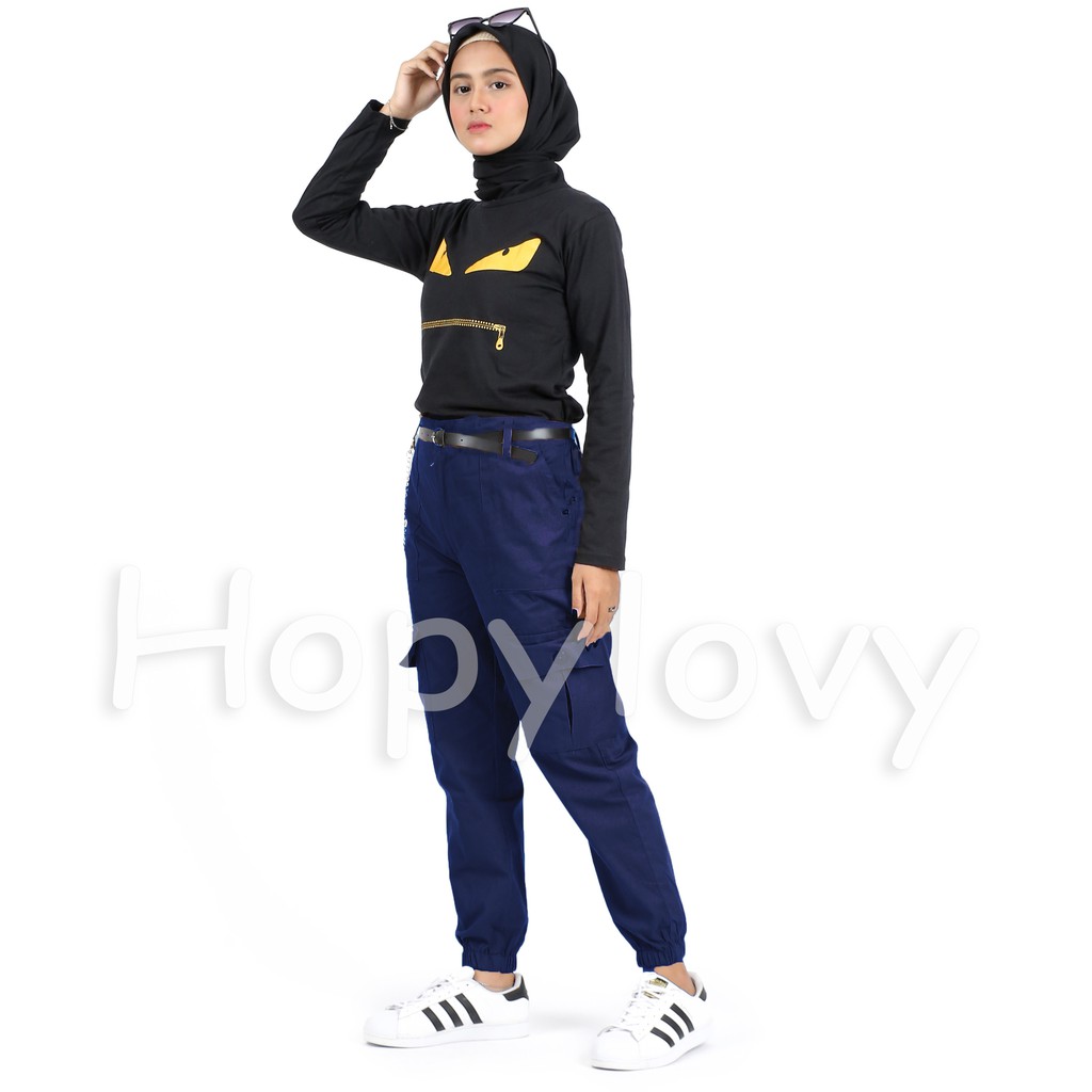 HOPYLOVY Celana Wanita Jogger Cargo | Joger Kargo Atalea