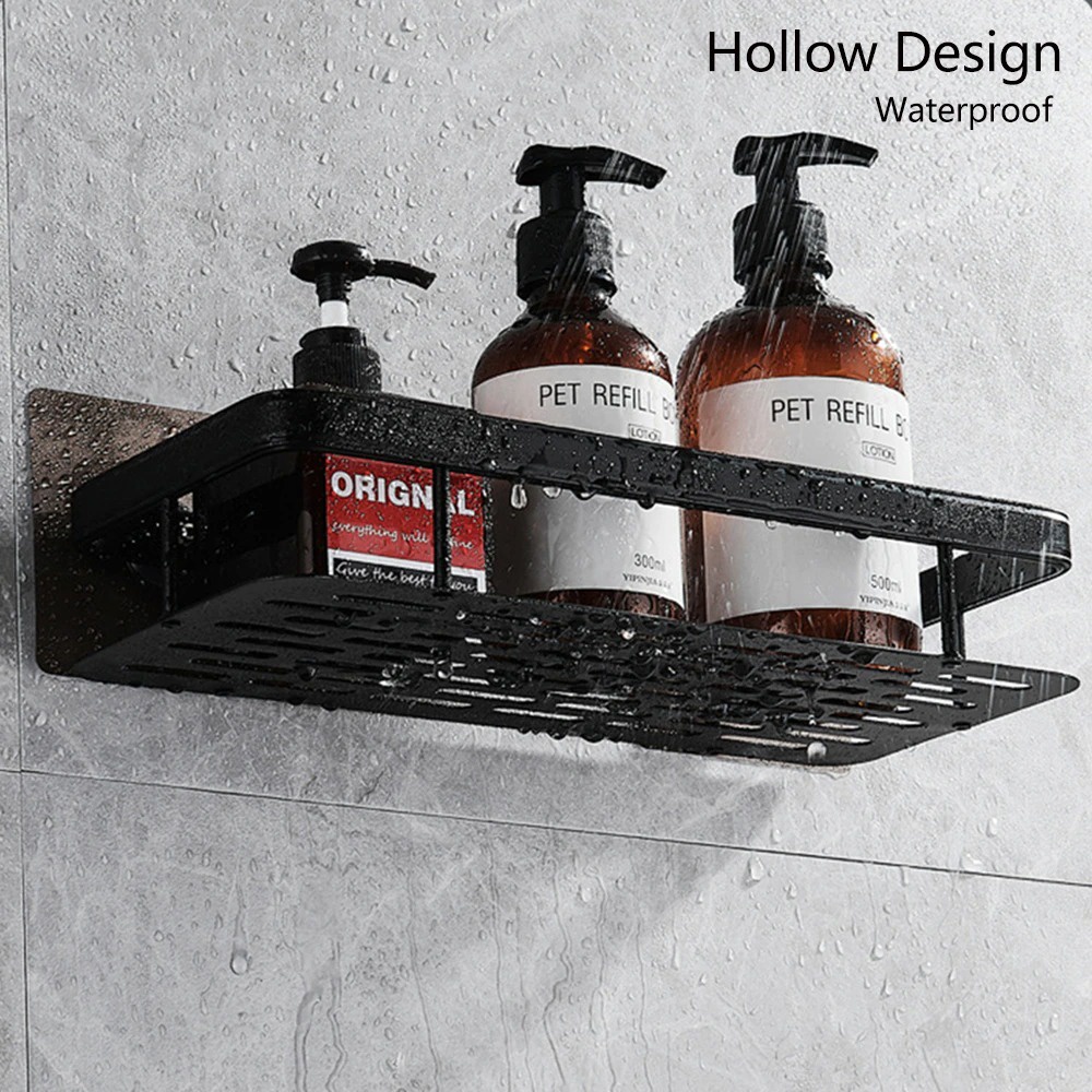 GS8I adorehouse rak gantung kamar mandi bathroom organizer rack aluminium - shr241 - black Or-i