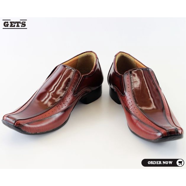 sepatu pantofel pria kulit asli casual kerja kantoran sepatu formal slip on warna maroon elegant Big Size 39-48