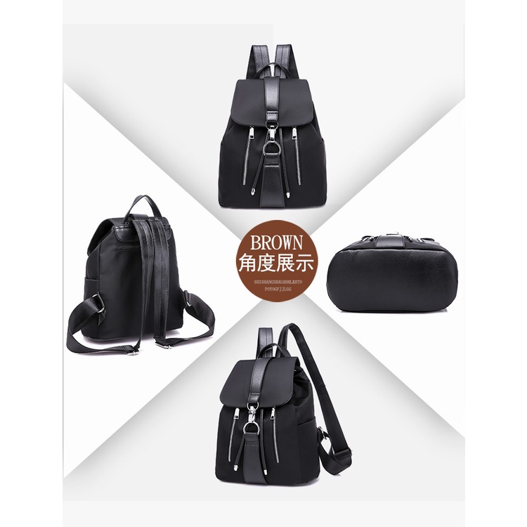 TB-22 tas ransel bahu hitam kampus sekolah backpack wanita import korea jepang