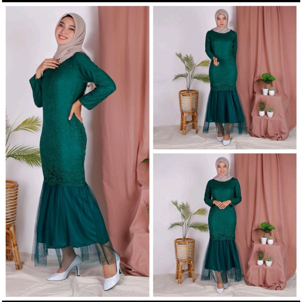 GAMIS BRUKAT STELLA TILE 4ukuran L XL 2XL 3XL DUYUNG / GAMIS  PAKAIAN MUSLIM WANITA CELMIRA DISKON / baju pesta mewah