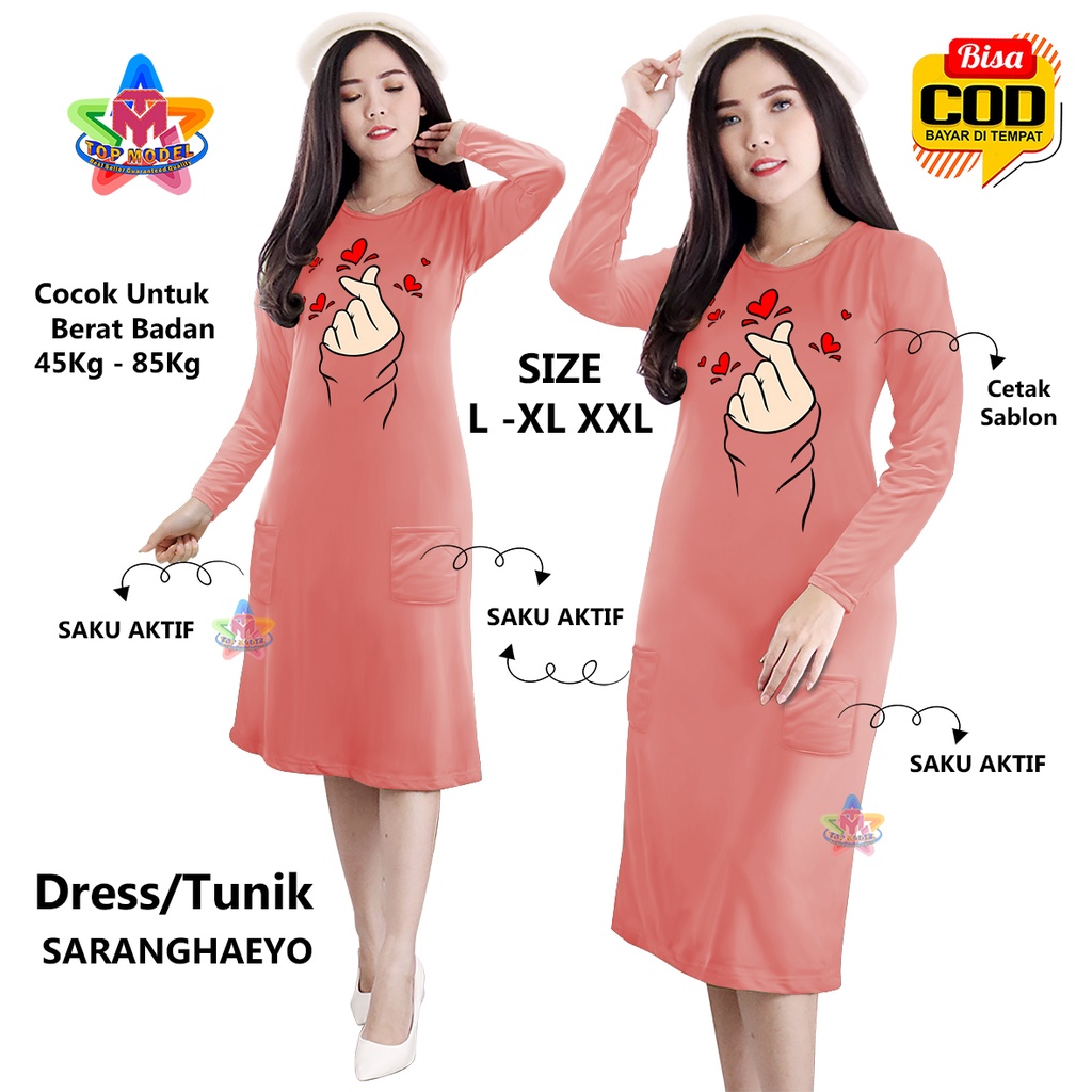 Tunik Wanita Long Drees SARANGHAEYO TOP MODEL 0007 BISA COD &amp; Gratis Ongkir Tunic Bahan Fleece terry,dewasa, Dress Daster santai Perempuan Santai Baju Tidur Baju Selutut Daster ABG Dewasa Baju Kekinian Baju Terbaru Baju Terlaris Dres Paling Tren Daster CW