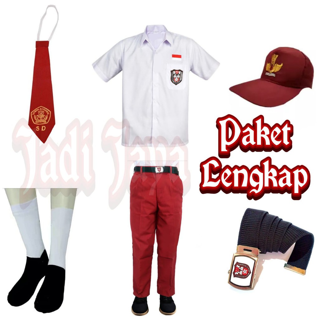 Seragam Sekolah SD Merah Putih Lengkap Celana Panjang Baju Pendek