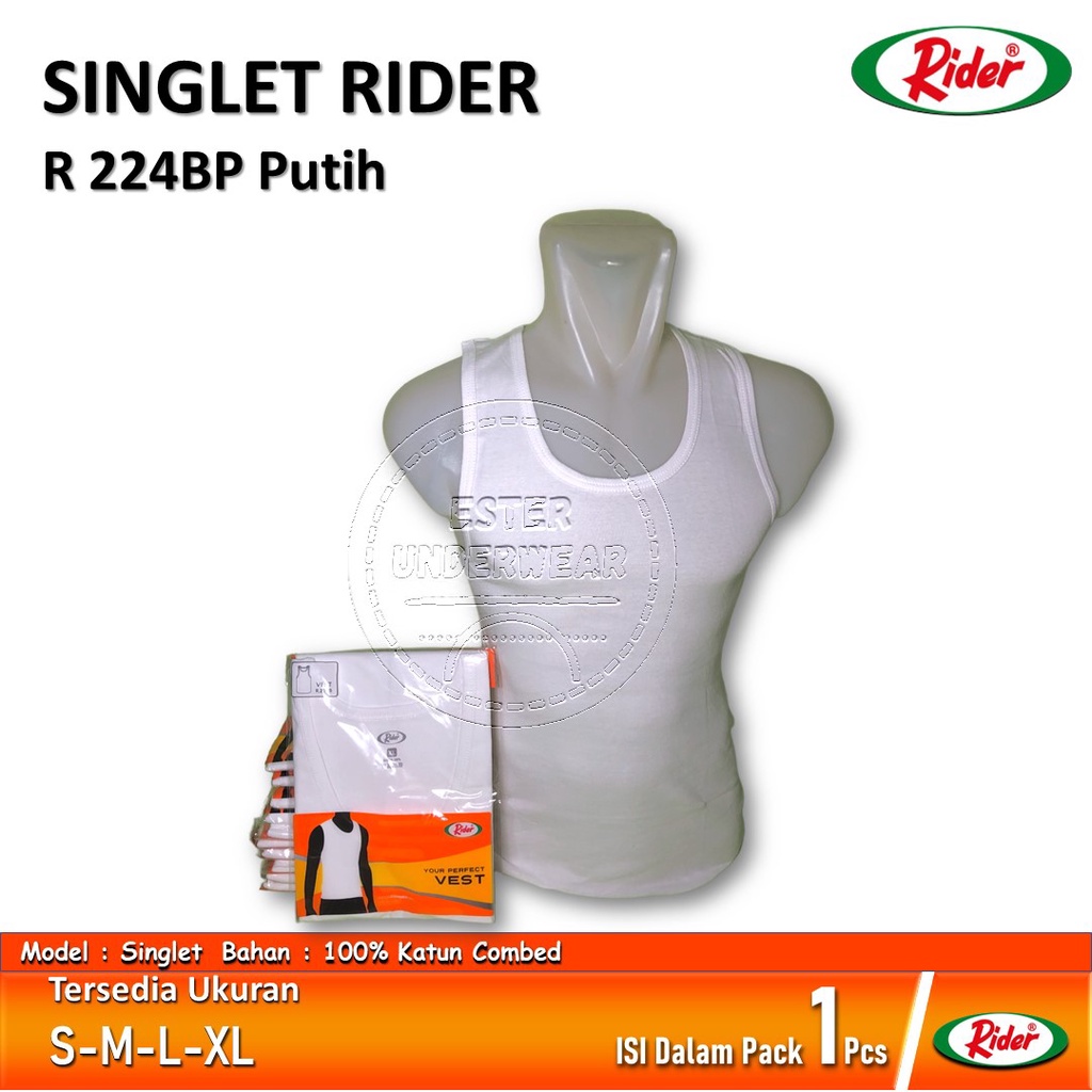 Kaos Dalam Singlet RIDER R 224 BP PUTIH ISI 1PCS