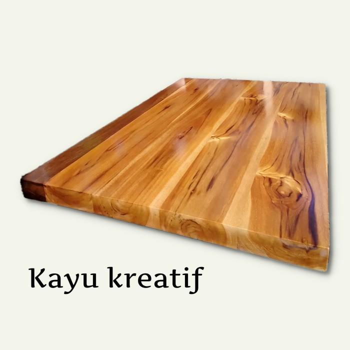 kayu papan kayu jati perhutani asli halus sudah pernis160x20x3cm
